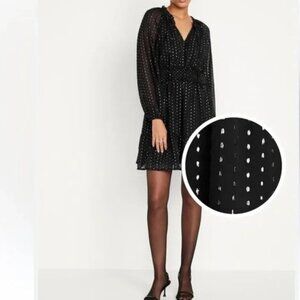 Old Navy Black and Silver Cocktail/Party Dress, medium, sheer sleeve, lined body